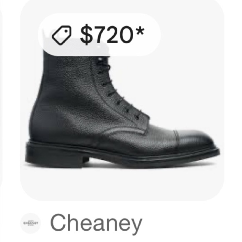 NWOT Joseph Cheaney Penhill Capped Derby Boot in Black Grain Leather |Size 11R - Picture 4 of 16